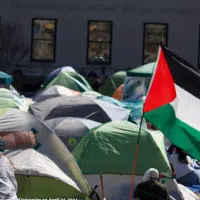 The Gaza Solidarity Encampment at Columbia University on April 24, 2024.